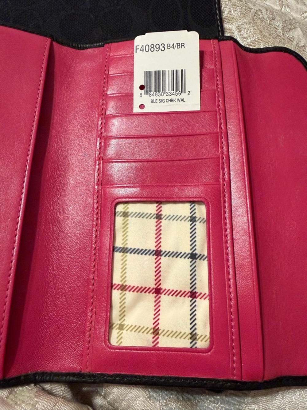 Nwt Coach Bleeker Black leather with black signature jacquard canvas checkbook - Picture 5 of 6